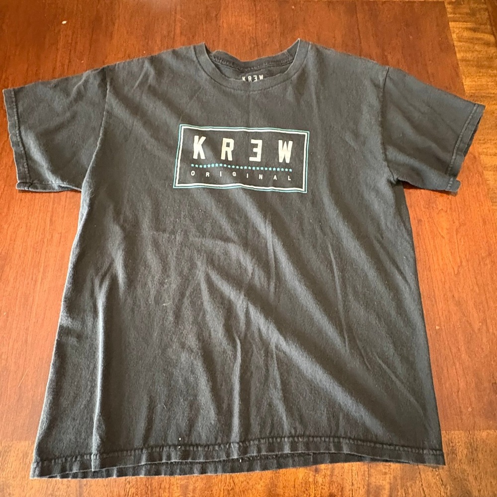 KR3W Original Skateboard T-Shirt Mens Large Black Box Logo Graphic Tee‎ KREW